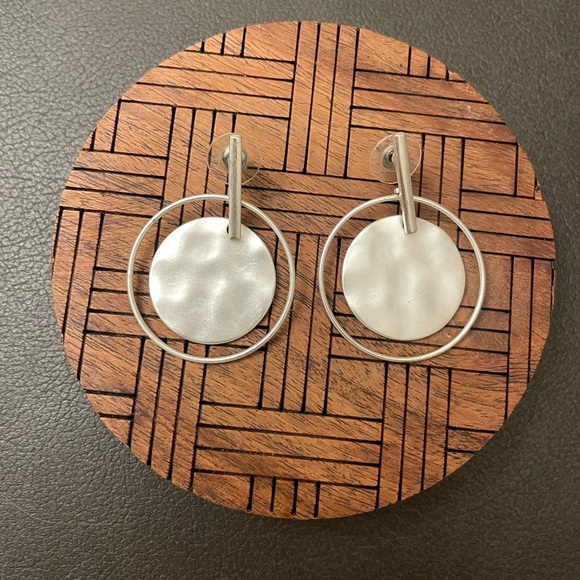 Francesca's Silver Circle Dangle Stud Earrings - Picture 1 of 4